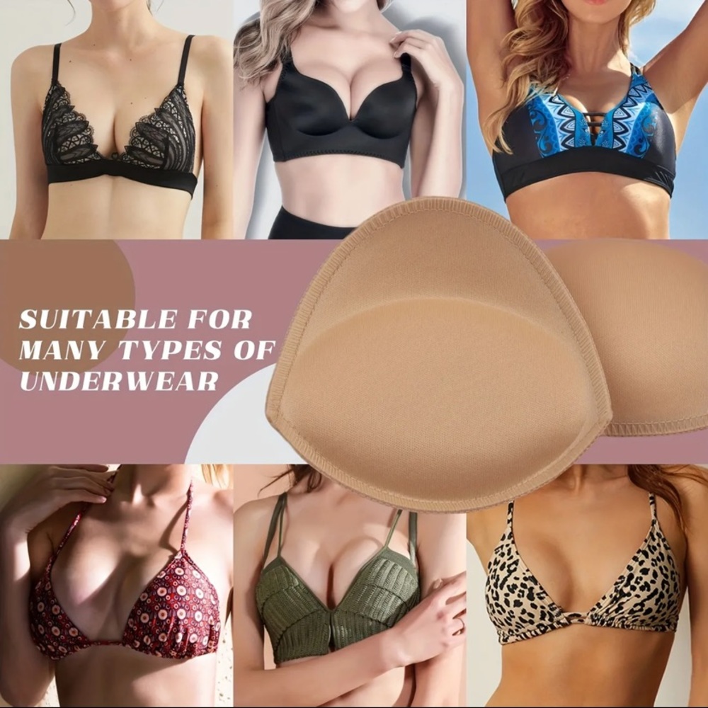 {NEW} 2-Pcs Reusable Nude Bra Inserts Chest Enhancers